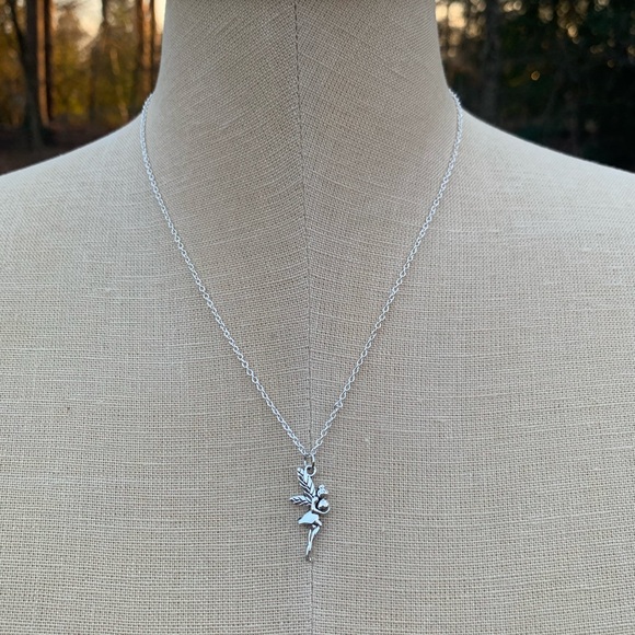 NWT Sterling Silver Plated Chain & Alloy Fairy Charm Necklace - Picture 2 of 13